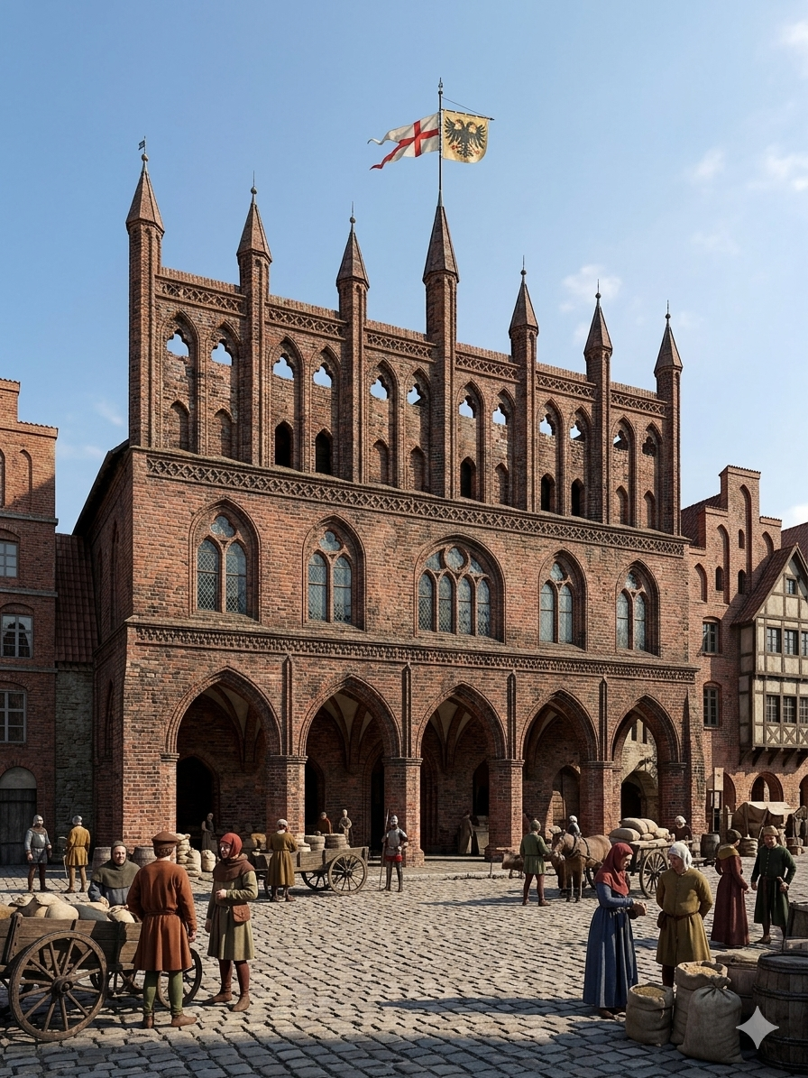 Rostocker Rathaus im Mittelalter